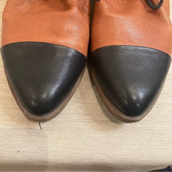 DJANGO & JULIETTE Sz 39 Kotty Leather Two Toned Colour Block Laces Pointy Flats - Picture 4 of 14